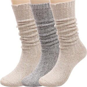 Vintage Thick Knit Wool Blend Crew Socks